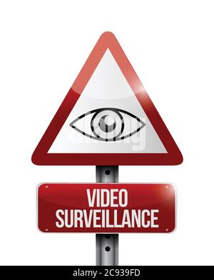 Illustration de l'affiche de vidéosurveillance sur fond blanc Illustration de Vecteur