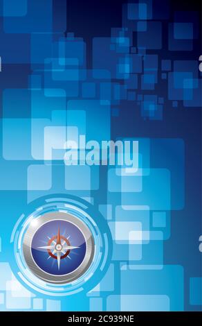 Illustration de la boussole sur fond bleu Illustration de Vecteur