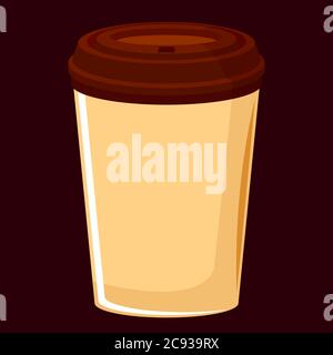 Photo d'une tasse à café beige avec couvercle sur fond noir Illustration de Vecteur