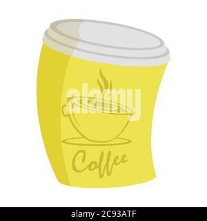 Logo d'une tasse à café avec couvercle sur un plats à emporter Illustration de Vecteur