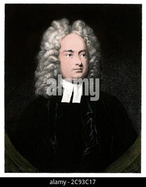 Jonathan Swift. Gravure de couleur main Banque D'Images