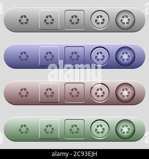 Symboles de recyclage sur les barres de menu horizontales arrondies de différentes couleurs et styles de bouton Illustration de Vecteur