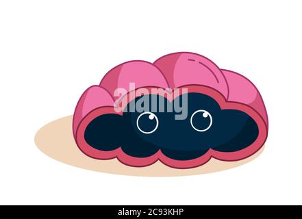 Seashell vous regardant isolé sur bacille blanc. Coquille tropicale avec ombre. Illustration vectorielle de dessin animé Illustration de Vecteur