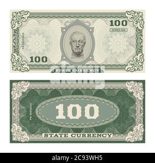 Illustration de billets d'argent vectoriels avec portrait de Gattamelata par Donatello statue classique . Billets de côté d'argent Illustration de Vecteur