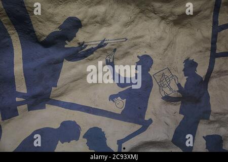 Stockholm / Suède - juin 07 2013 : l'art dans la station de métro T-Centralen und Kungstraegarden Banque D'Images