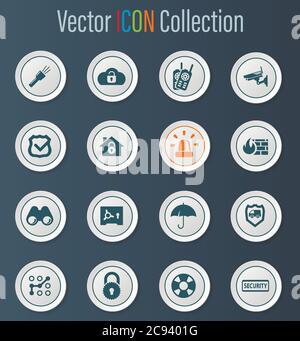 Sécurité et protection icons set Illustration de Vecteur