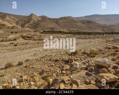 Wadi al Hasa en Jordanie - lit de rivière sec Banque D'Images