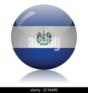 El Salvador drapeau bille de verre sur le vecteur de surface du miroir de lumière illustration Illustration de Vecteur