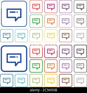 La saisie d'icônes plates de couleur de message dans des cadres carrés arrondis. Versions minces et épaisses incluses. Illustration de Vecteur