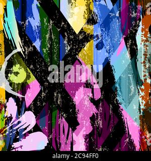 composition abstraite de l'arrière-plan, avec traits, éclaboussures et lignes Illustration de Vecteur