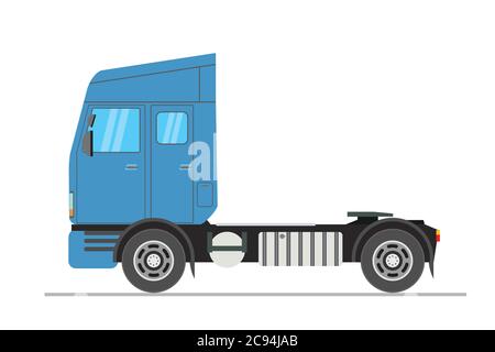 Semi-camion bleu, isolé sur fond blanc, illustration vectorielle plate Illustration de Vecteur