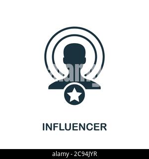 Icône influenceur. Élément simple de la collection de gestion communautaire. Icône d'influenceur remplie pour les modèles, les infographies et bien plus encore Illustration de Vecteur