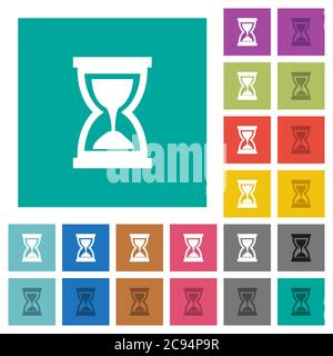 Icônes plates multicolores HourGlass sur fond carré Uni. Inclut des variantes d'icône blanche et foncée pour les effets de survol ou actifs. Illustration de Vecteur