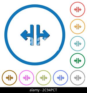 Outil de fractionnement vertical icônes vectorielles couleur plates avec des ombres dans des contours ronds sur fond blanc Illustration de Vecteur