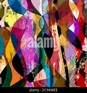 composition abstraite d'arrière-plan coloré, avec des traits, des éclaboussures et des vagues Illustration de Vecteur