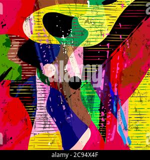 composition abstraite d'arrière-plan, avec des traits de peinture, des éclaboussures, des vagues et des lignes Illustration de Vecteur