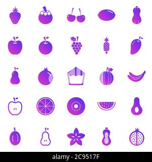 Icônes de dégradé de fruits sur fond blanc, vecteur de stock Illustration de Vecteur