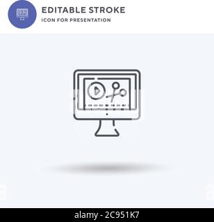 Vidéo Editing vecteur d'icône, signe plat rempli, pictogramme solide isolé sur blanc, illustration du logo. Icône d'édition vidéo pour la présentation. Illustration de Vecteur