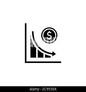 Baisse des revenus. Diagramme décroissant. Baisse des bénéfices. Concept de crise financière. Vecteur sur fond blanc isolé. SPE 10 Illustration de Vecteur