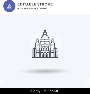 Symbole du Sacré coeur, signe plat rempli, pictogramme solide isolé sur blanc, illustration du logo. Icône Sacré cœur pour la présentation. Illustration de Vecteur