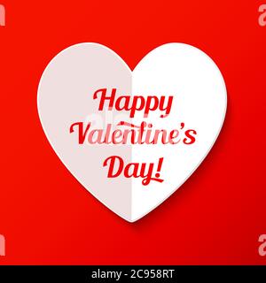 Carte de vœux de Saint-Valentin avec gros coeur découpé en papier et texte de message d'accueil Illustration de Vecteur