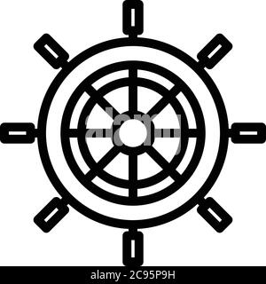 Icône de la roue du navire du contrôleur, style de contour Illustration de Vecteur
