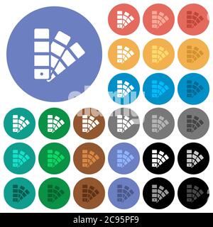 Icônes de nuance de couleur plates multicolores sur fond rond. Inclus des variations d'icônes blanches, claires et sombres pour les effets de survol et d'état actif, et bo Illustration de Vecteur