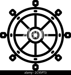 Icône de roue marine, style de contour Illustration de Vecteur