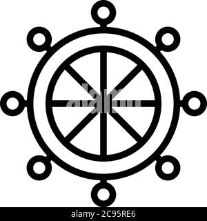 Icône de roue de bateau de Voilier, style de contour Illustration de Vecteur