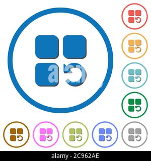 Annuler l'opération de composant icônes de vecteur de couleur plat avec des ombres dans les contours ronds sur fond blanc Illustration de Vecteur