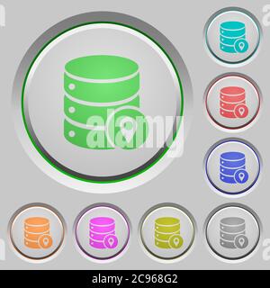 Icônes de couleur d'emplacement de base de données sur les boutons poussoirs irrécupérables Illustration de Vecteur