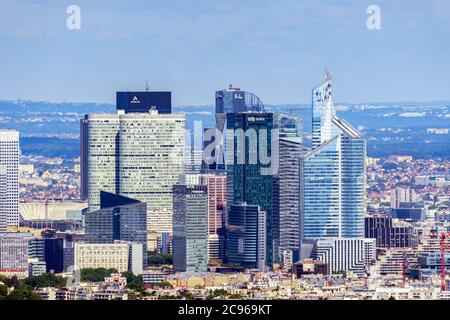 Vue aérienne du quartier d'affaires de la Défense Skyscraper - Paris, France Banque D'Images