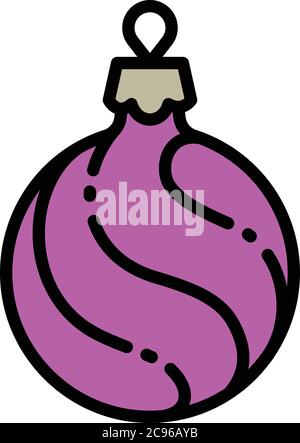 Icône de Noël en forme de boule mauve. Outline Noël violet boule arbre jouet vecteur icône pour le web design isolé sur fond blanc Illustration de Vecteur