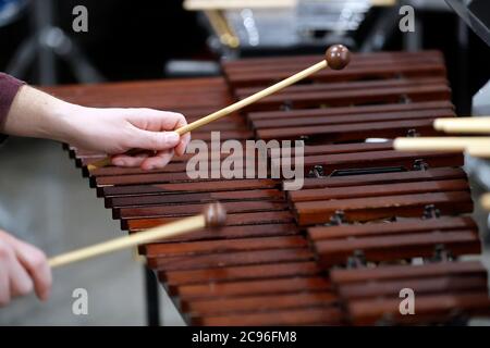 Orchestre du vent du Mont-blanc. Xylophone. Saint Gervais. France. Banque D'Images