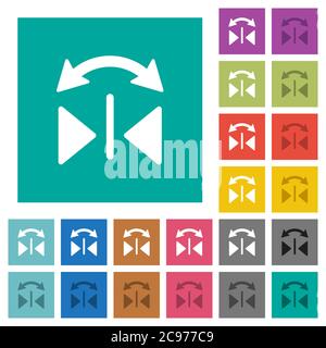 Inverser les icônes plates multicolores horizontales sur des fonds carrés simples. Inclut des variantes d'icône blanche et foncée pour les effets de survol ou actifs. Illustration de Vecteur