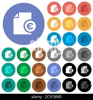 Euro Financial report multi-couleurs des icônes plates sur fond rond. Inclut des variantes d'icônes blanches, claires et sombres pour les effets de survol et d'état actif Illustration de Vecteur