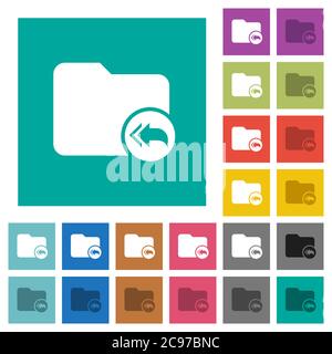 Icônes plates multicolores du répertoire racine sur des fonds carrés simples. Inclut des variantes d'icône blanche et foncée pour les effets de survol ou actifs. Illustration de Vecteur