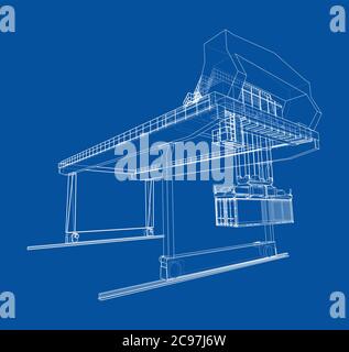 Contour de la grue du conteneur du statif monté sur rail Illustration de Vecteur