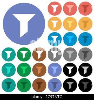 Filtre les icônes plates multicolores sur les arrière-plans ronds. Inclus des variantes d'icônes blanches, claires et sombres pour les effets de survol et de statut actif, ainsi que des sh bonus Illustration de Vecteur