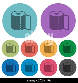 Papier essuie-tout icônes plates plus foncées sur fond rond de couleur Illustration de Vecteur