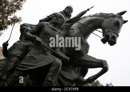 Damas/Syrie 03/29/2010 : Statue de Saladin (Salahaddin Ayyoubi), grand commandant connu pour ses campagnes réussies contre les croisés Banque D'Images