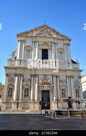 Italie, Rome, basilique de Sant'andrea della Valle, façade de Carlo Rainaldi Banque D'Images