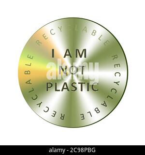 Je ne suis pas autocollant holographique en plastique. Tampon hologramme rond réaliste. Elément vectoriel pour la promotion des emballages non toxiques Illustration de Vecteur