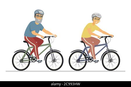 Vélo pour personnes âgées - illustration de style plat Illustration de Vecteur