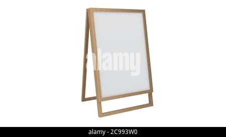 Support d'affichage, panneau de support ou panneau de panneau de dessin en bois avec cadre en bois sur fond blanc avec chemin d'écrêtage. Banque D'Images
