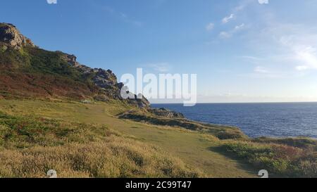 Pleinmont, West Coast Cliffs, Torteval, Guernesey Channel Islands Banque D'Images