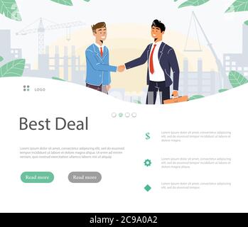 Accord commercial de poignée de main. Partenariat réussi, coopération. Illustration vectorielle Illustration de Vecteur