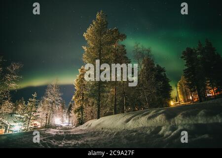 Aurores boréales - Finlande - Laponie - aurora borealis Banque D'Images