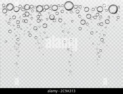 Bulles d'air vectorielles réalistes. Gouttes de pluie ou bulles d'air isolées sur fond transparent. Illustration de Vecteur