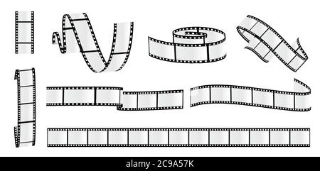 Rouleau de film. Film vectoriel en rouleau, film cadre de diapositive vierge 35 mm, photo vidéo monochrome image, négatif et bande, support film bande. Vecteur Illustration de Vecteur